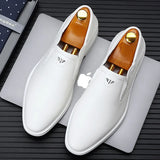 Hnzxzm 2024 Spring Autumn Men's Dress Shoes Fashion Casual Cow Leather British Pointed Toe Black and White New Designer Shoes Male