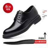 Hnzxzm 8cm Heel Spring Autumn Men's Leather Dress Shoes Fashion Casual New Designer Hollow Height Casual Platform Shoes Man