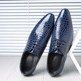 Hnzxzm Autumn Spring Classic Derby Shoes for Men Leather Crocodile Pattern Dress Lace-up Casual Business Wedding Party Comfortable