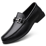 Hnzxzm Spring New Metal Buckle Mens Casual Shoes Luxury Brand Loafers Genuine Leather Men Driving Shoes Mocasines Slip-On Walking Shoes