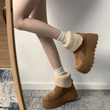 Hnzxzm Winter Warm Plush Women Snow Boots Chunky Short Booties Comfort Platform Flats Cotton Shoes