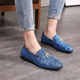 Hnzxzm Men's Casual Shoes Men Fashion Sequins Bling Glitter Party Wedding Flats Mens Light Comfortable Driving Loafers Moccasins