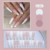Hnzxzm Nail Art Full Cover Artificial Fake Nails White U Colorful False Nails Seamless Removable Fake Nails Ballerina Press On Nail Set