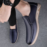 Hnzxzm Shoes Men Slip-On Leather Shoes Casual Shoes Driving Moccasin Non-slip Loafers Men Bule Shoes Luxury Brand High Quality