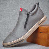 Hnzxzm New Style Slip-on Side Zip Men Boots Autumn Fashion High-Top Sneaker Shoes British All-match Casual Wear-Resistant Shoe