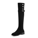 Hnzxzm Women Over The Knee Boots Suede Sexy High Heels Ladies Buckle Long Boots New Warm Female Shoes Slim Thigh High Boots Party Pumps