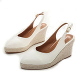 Hnzxzm Princess Kate's Same Leather Wedge Single Shoes Women's Shallow Mouth Espadrilles Spring and Autumn New Sandals HighHeel