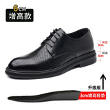 Hnzxzm 8cm Heel Spring Autumn Men's Leather Dress Shoes Fashion Casual New Designer Hollow Height Casual Platform Shoes Man