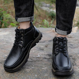 Hnzxzm Winter Boots Genuine Leather Men Boots Men Warm Winter Boots For Men 2022 New Warm Plush Fashion Men's Winter Boots