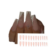 Hnzxzm 24Pcs Long Ballet French Girls Nail Art White Fake Nails Manicure Press On Nails False With Designs Artificial Wearing Reusable