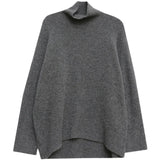 Hnzxzm Grey Turtleneck Women's Pullover Sweater Loose Languid Style New Autumn Winter Cashmere Thick Long Sleeve Knit