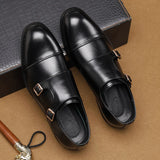 Hnzxzm Fashion Brand New Designer British Monk Strap Leather Shoes Flat for Men Low Cut Dress Formal Wedding Prom Oxford Zapatos Hombre