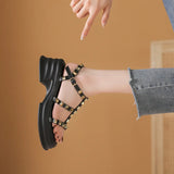 Hnzxzm New Summer Thick Bottom Willow Ingot Open Toe Height Increasing Soft Bottom Roman Sandals