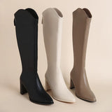 Hnzxzm - Plus Size 34-43 New Women Boots Zipper Thick High Heels Simple Thick High Heels Autumn Winter Boots Knee High Botas