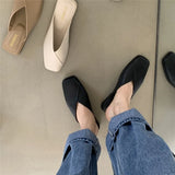 Hnzxzm Fashion Slip on Mules Big Size 43 Flat Slippers Summer Women Flat Casual Outdoor Square Toe Shoes Ladies Slippers