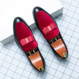 Hnzxzm Loafers Men Slip on Red Moccasins Mens pointed Toe Leather Shoes Bow Tie Fashion Casual Shoes Wedding Evening Dress Prom Shoes