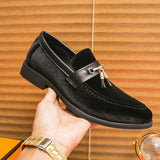 Hnzxzm Men's Banquet Casual Leather Shoes Business Fashion Oxford Shoes Men Loafers Handmade Business Social Moccasin Suede Dress Shoes