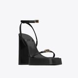 Hnzxzm Thin Band Buckle Ankle Strap Shoes Chunky Platform High Heels Buckle High Heels Pumps Women Square Head Thick Heel Ladies Shoes