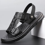 Hnzxzm Classic Summer Men's Sandals Genuine Leather Sandals Men Outdoor Beach SlippersOutdoor New Leather Shoes Sandalias Hombre