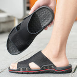 Hnzxzm Men Summer Sandals Leather Casual Sandals outdoor Fashion British Men Slippers Retro Sneakers men Sandalia big size 48 49