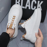 Hnzxzm Men's Casual Shoes Leather White Shoes Vulcanized Comfortable Sneakers Men Athletic Sport Footwear