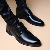 Hnzxzm Men Wedding Leather Business Men's Dress Pointed Casual Youth British Style Inner Heightening Spring 2024 New Arrivals Shoes