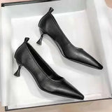 Hnzxzm Women Pumps Thin Heel Pointed Toe High Heels Women Soft Leather Soft Sole Versatile Comfortable Single Shoes Casual Solid Shoes