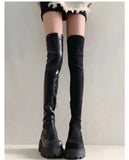 Hnzxzm Stretch Slim Women Over the Knee High Boots Fashion Soft Leather Shoes Autumn Winter Thick Heel Ladies Knight Long Booties