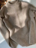 Hnzxzm Autumn and Winter New 100% Cashmere Sweater Women's Grey Round Neck Pullover Knitted Wool Loose Thick Sweater