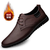 Hnzxzm New Men Casual Leather Shoes Fashion Brand Classic Men  Leather Shoes Brown/Black Hot Sale Breathable Business Lace-Up Men Shoes