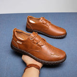 Hnzxzm Man Casual ShoeRound Toe Office Oxfords Flat Retro Common Designer Size 45 on Sale Adults Luxury Summer Leather Shoes for Men