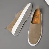 Hnzxzm Spring White Sole Outdoor Sports Shoes Suede Loafers Shallow Cut Designer Leather Shoes Soft Sole Walking Sand Gray Men's Shoes