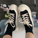 Hnzxzm High on Platform Ladies Shoes Lace Up Low Women Footwear Canvas Offer Autumn Luxury 39 Urban Original Vulcanized for Summer 2024