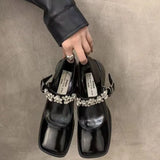 Hnzxzm French Style Rhinestone Mary Jane Single Shoe High Heels Vintage Love Shoes Autumn Dress Fashion Women's Shoes