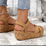 Hnzxzm Brand Design Chunky Platform Sandals for Women Summer 2024 Buckle Strap Wedge Sandles Woman Rivet Thick Sole Gladiator Sandalias