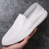 Hnzxzm Korean Version White Shoes Man New Trend Casual Board Shoes Male Leather Fashion Light Soft Soled Men's Loafers