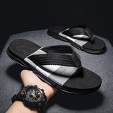 Hnzxzm New Summer Casual Youth Slipper Men Fashion Colorblock Beach Non-Slip Cool Outside Flip Flops Breathable Open Toe Sandals