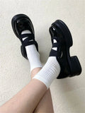 Hnzxzm Female Footwear Japanese Style Lolita Women's Shoes Loafers Gothic Off White Mary Jane High on Platform Slip Casual Summer 2024