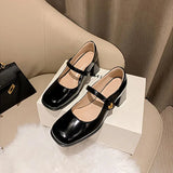 Hnzxzm New Mary Jane Shoes Women's Shoes Women Thick Heels Buckle Lolita Shoes School Uniform Student Girls Leather Shoes