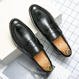 Hnzxzm Spring and Autumn Men Black Shoes Dress Shoes Loafers Casual Leather for Fashion Trend Luxury Male British Style Slip on Shoes