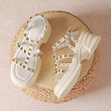 Hnzxzm New Summer Thick Bottom Willow Ingot Open Toe Height Increasing Soft Bottom Roman Sandals