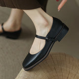 Hnzxzm Casual Women's Low Heels Mary Jane Shoes Fashion Comfortable Straps Black Brown Walking Party Loafers Shoes Ladies Spring