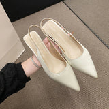 Hnzxzm Pointed Toe Women Sandals   New Arrivals Black White Silver Summer Dress Shoes Thin High Heels Elastic Band Ladies Party Mule