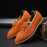 Hnzxzm Fashion Men's Casual Shoes Cow Suede Genuine Leather Men British Style Bowknot Loafers Mens Slip-on Outdoor Driving Flats New