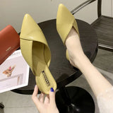 Hnzxzm Sandals Pointed Toe Shoes for Women Black Woman Slippers Low Heel Summer Mules Job Slides Chic and Elegant on Offer