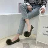 Hnzxzm single shoe woman Spring and Autumn Korean version square head suede women's flats big size casual shoes for women