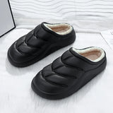 Hnzxzm Men's Plush Slippers Black Fashionable Winter Indoor Home Shoes Women's Slippers Waterproof and Warm Plush Couple Slippers