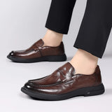 Hnzxzm Business Men Soft Sole Shoes for Men Genuine Leather Spring Autumn Loafers Slip-On Fashion Wedding Dress Shoes Men Flats