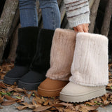 Hnzxzm 44 Big Size Women High Top Snow Boots 2024 New Fashion Tall Boots for Women Furry Warm Winter Shoes Padded Boot