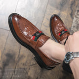 Hnzxzm Men Casual Shoes Breathable Leather Loafers Business Office Shoes For Men Driving Moccasins Comfortable Slip On Tassel Shoe37-44